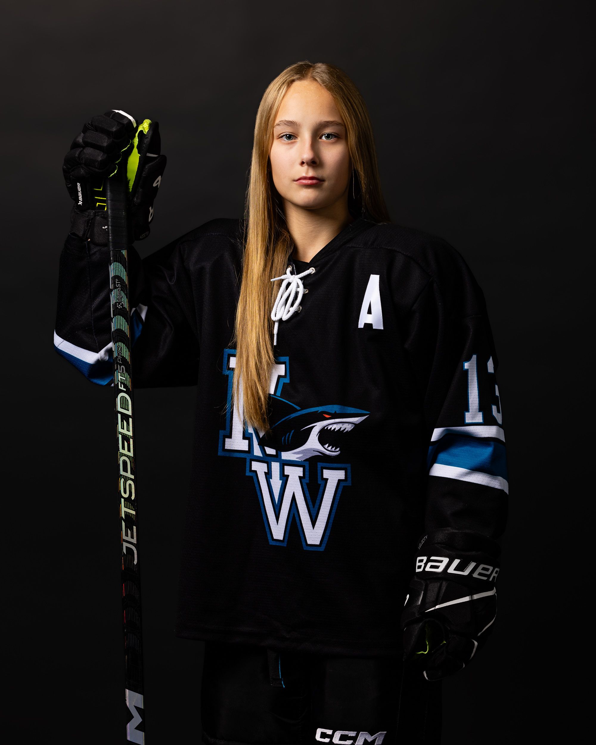 U13 AA Sharks hockey player portrait in team jersey